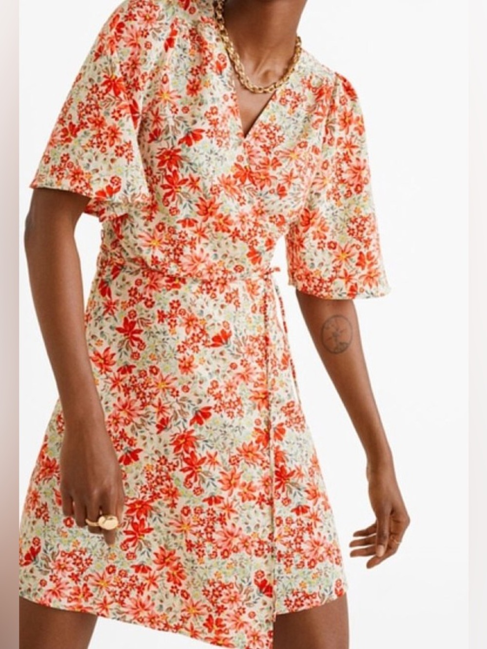 Mango Floral Print Wrap Mini Dress